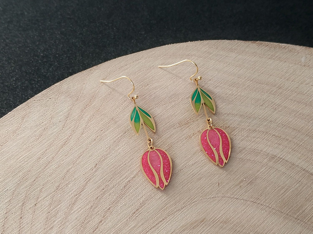 Boucles d'oreilles tulipe rouge