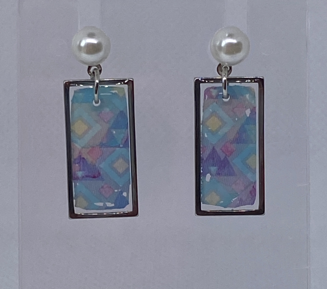 Silver colourful earrings 