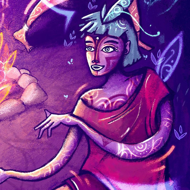 Autour des flammes - Affiche illustration festive - 30x40cm / 18x24 cm