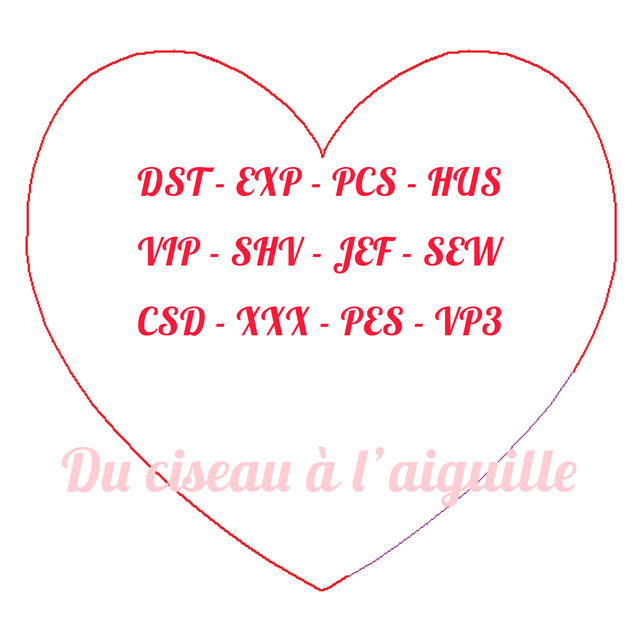 fichier broderie Coeur ITH - Cadre 10x10 / 12 Formats