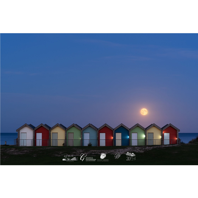 Beach Huts and Rising Moon