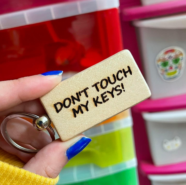 “DON'T TOUCH MY KEYS!” Wooden Keyring