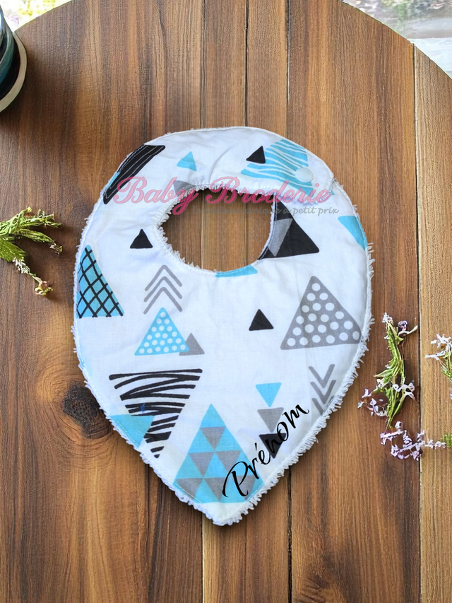 Bandana blanc à forme géometrique bleu gris