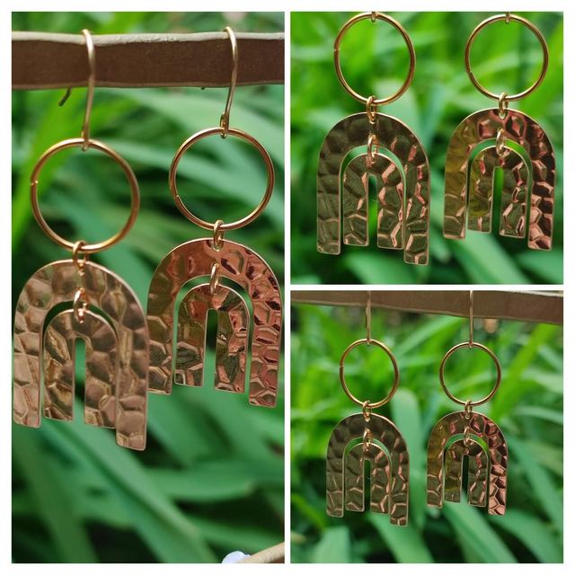Boucles d'oreilles en acier inoxydable doré -sans nickel,pièce unique 