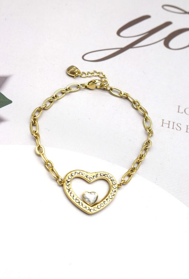 Bracelet coeur avec perle blanche