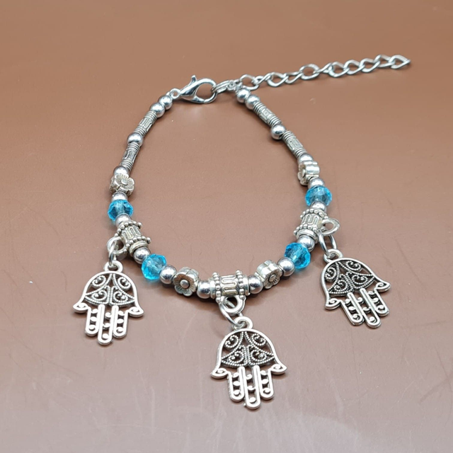 Bracelet Tunisie Chaîne bleue claire