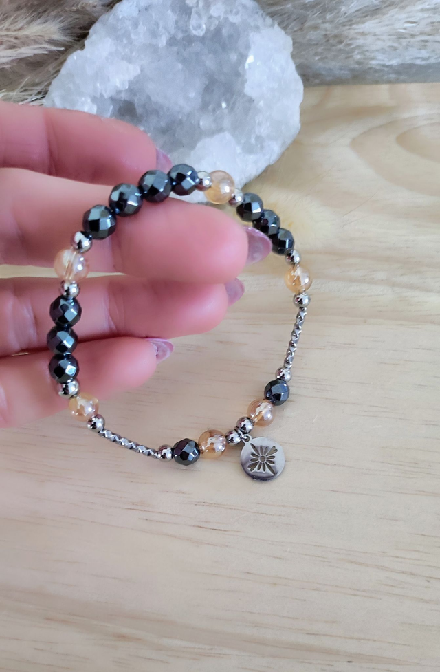 Bracelet "Confiance en soi" Hématite facettée