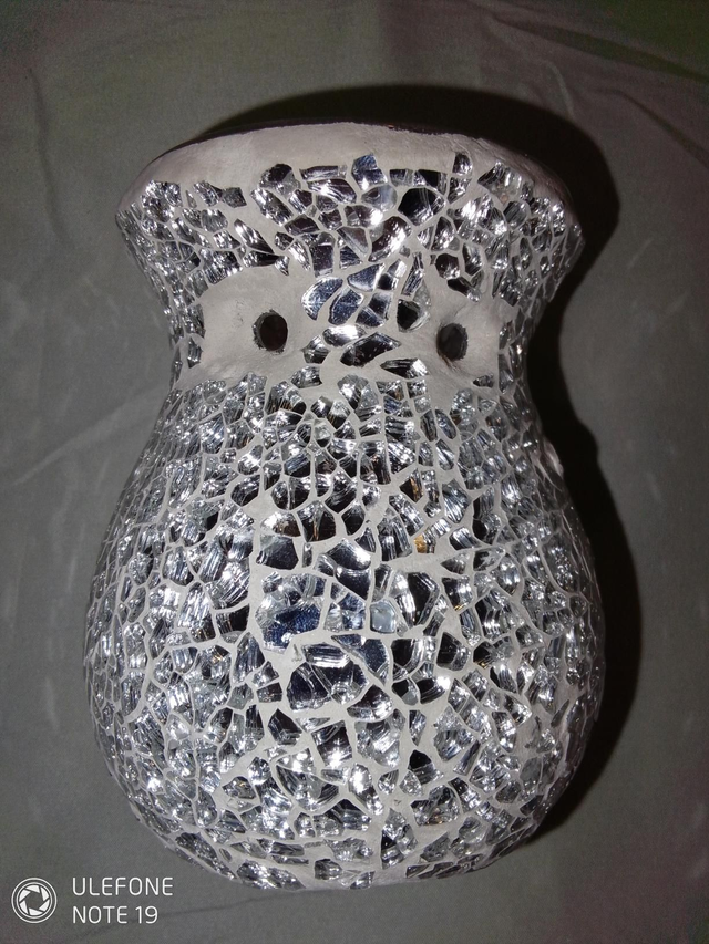 Silver Flared Crackle Oil Burner 