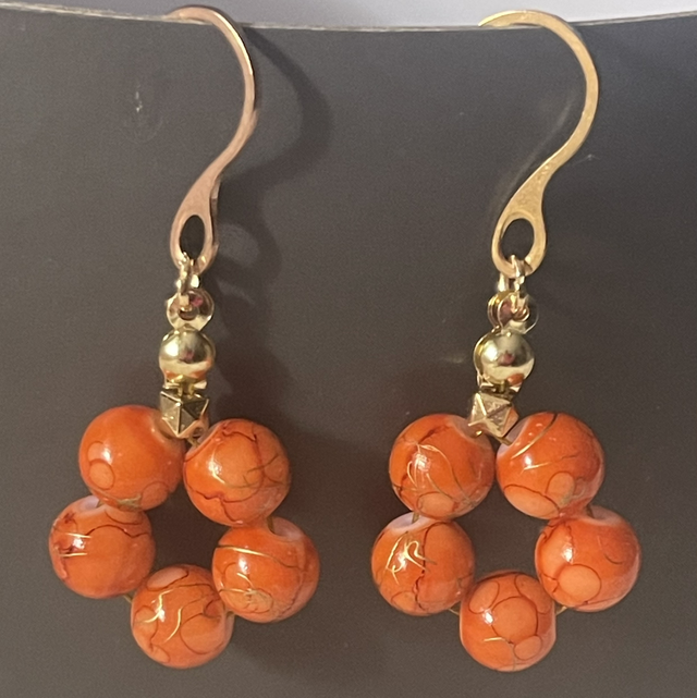 BO44 - Boucles d’oreilles perles verre oranges