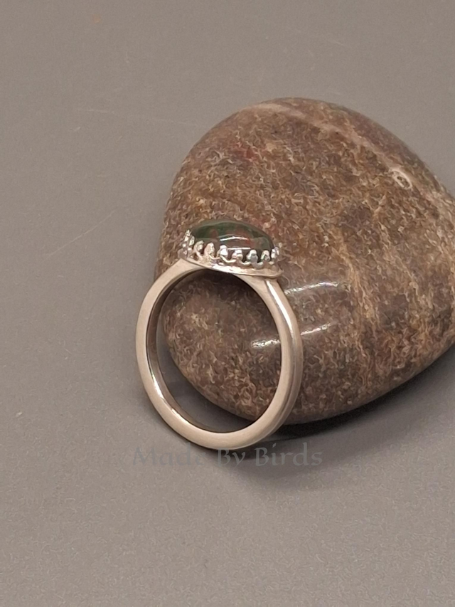 Fancy Jasper Sterling Silver Satin Finish Ring