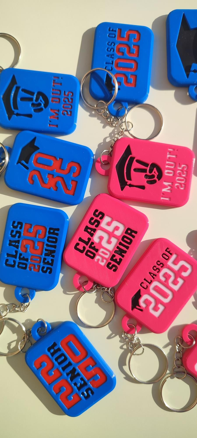 School Leavers Keyrings, Class of 25 Keyrings, Custom 2025 School Keyrings, End of Year Gifts with Unique Messages, School Leavers 2025 Keyrings, 3D Printed Custom Keyrings, End of Year Keyrings 