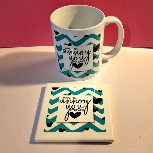 Funny  Love Quotes 11oz Mug &amp; Ceramic Coaster Set - 13 Designs - Valentine's Birthday Anniversary Gift