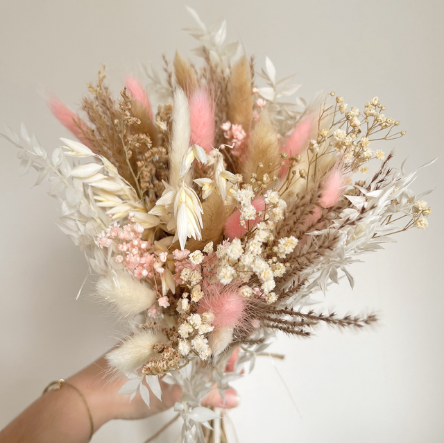 Bouquet beige et rose 