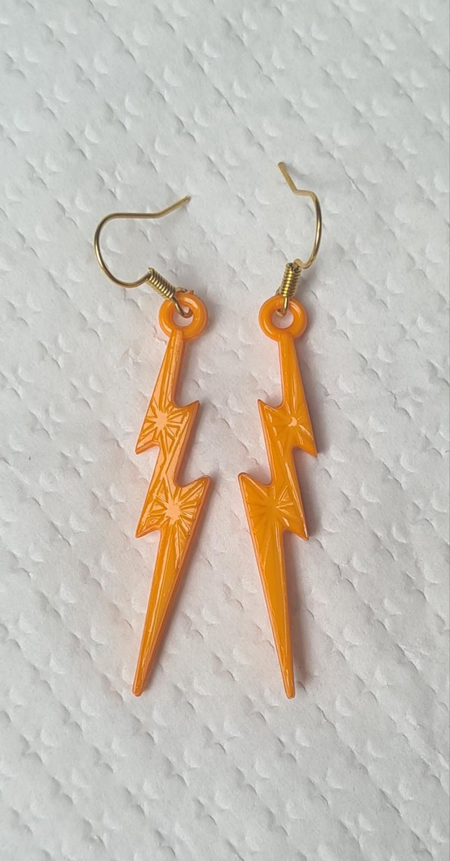 Earrings lightening bolt orange