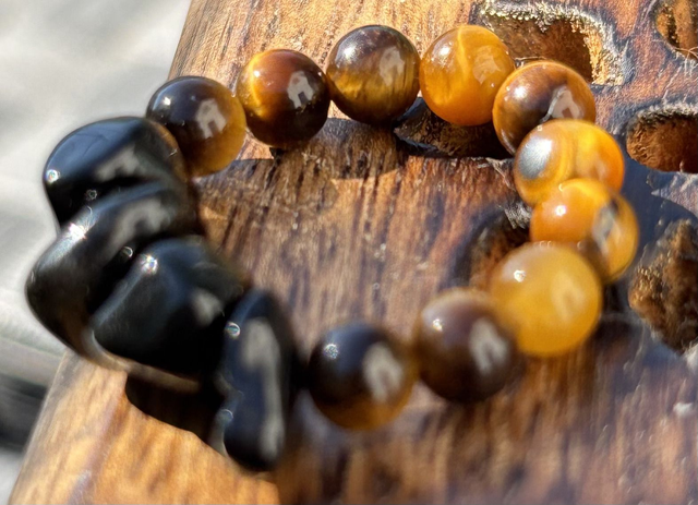 Bague - S/M - Oeil de Tigre et Obsidienne