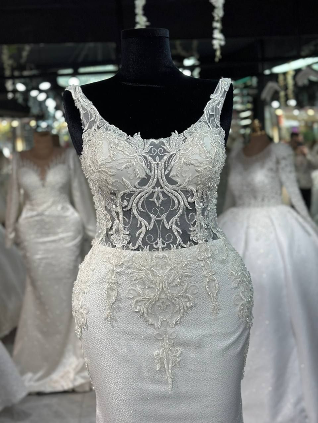 Robe de Mariée Sirène Brodé buste transparent/ Réf : RMS32