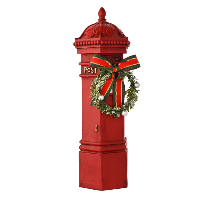 Regal Tidings Red Christmas Post Box Ornament – Traditional Festive Decoration