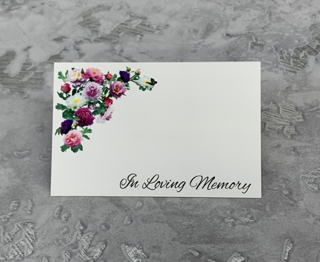 In loving memory cards - pink flowers 