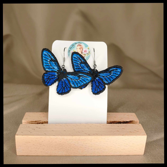 Boucles d&#039;oreilles Papillons bleu foncé