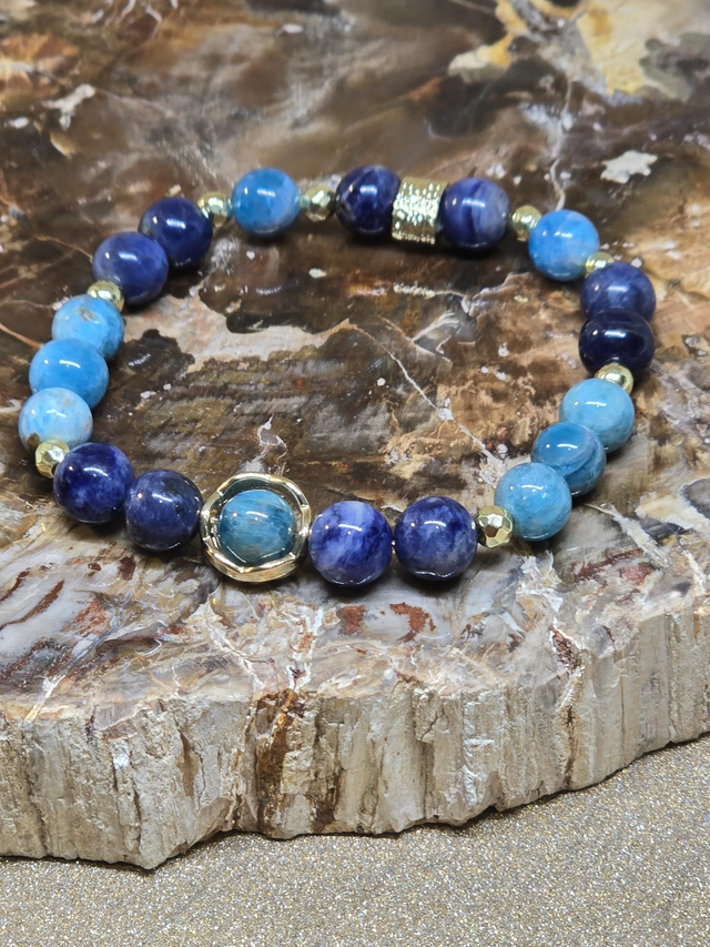 Bracelet Apatite et Sodalite en 0,8 cm