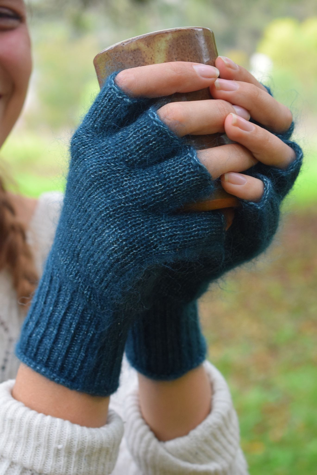 Mitaines avec doigts Mohair et Soie