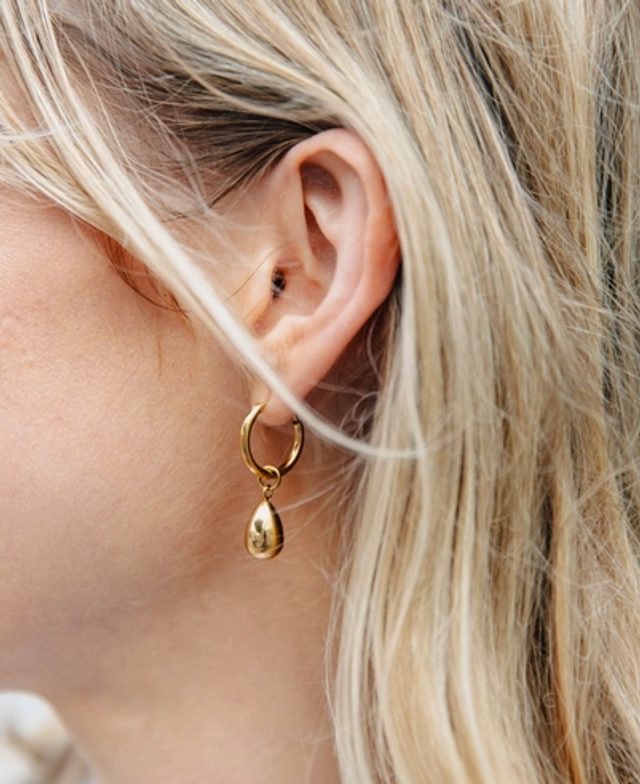 nm gold drop hoop earrings