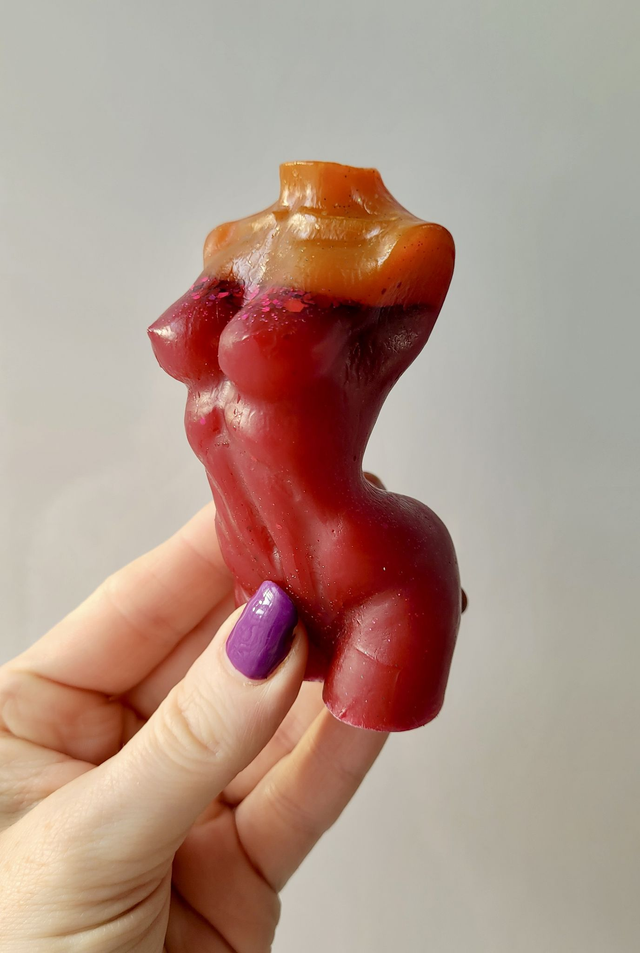 Female Body Ornament - Orange and Red Glitter