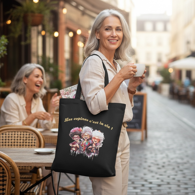 Sac personnalisé noir, « les Copine, c’est la vie »