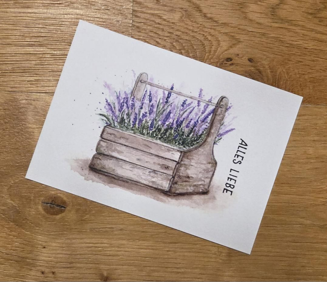 Postkarte "Alles Liebe" | Kunstdruck DIN A6 300g | Handgemalte Grußkarte & liebevolle Deko |