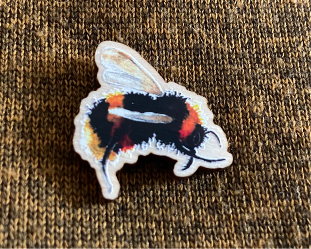Busy Bee Wooden Pin Badge