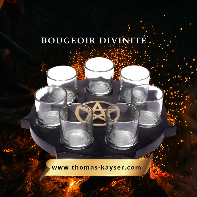 Bougeoir Divinité en pierre ollaire Pentacle 25 cm