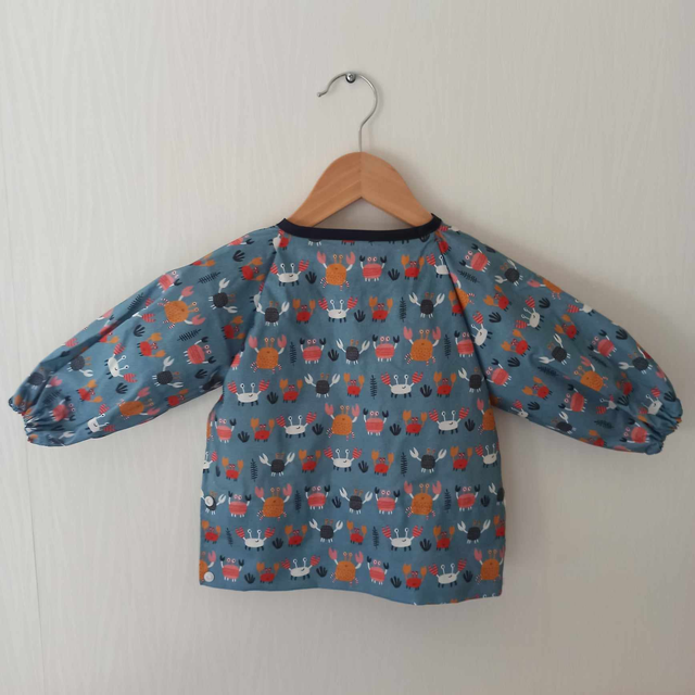 Bavoir/Tablier à manches Crabes bleu