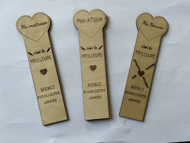 Marque pages Merci Maîtresse,Atsem,Nounou,....