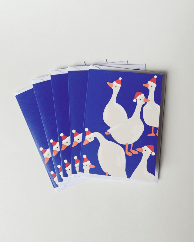 5er Set Weihnachtskarte "Gans"