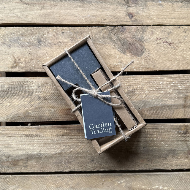 Slate plant labels and chalk