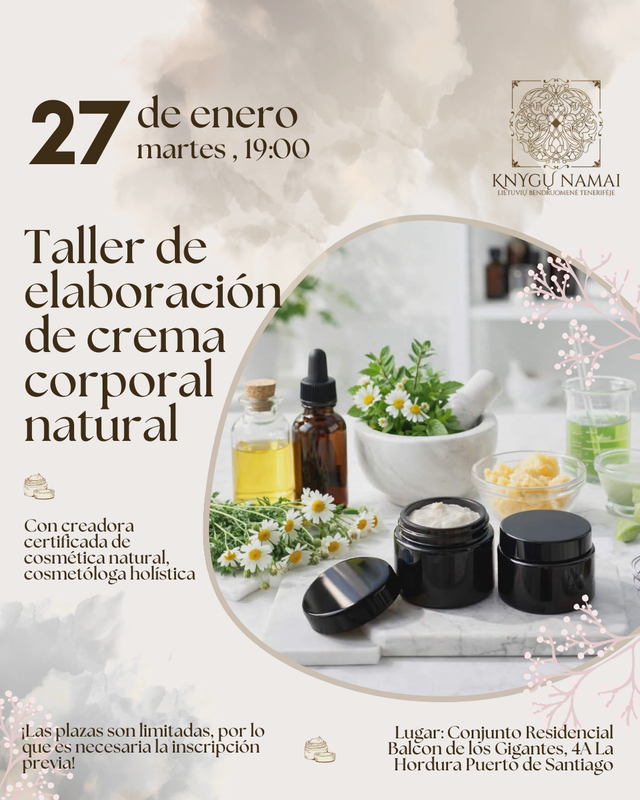 Taller de elaboración de crema corporal natural