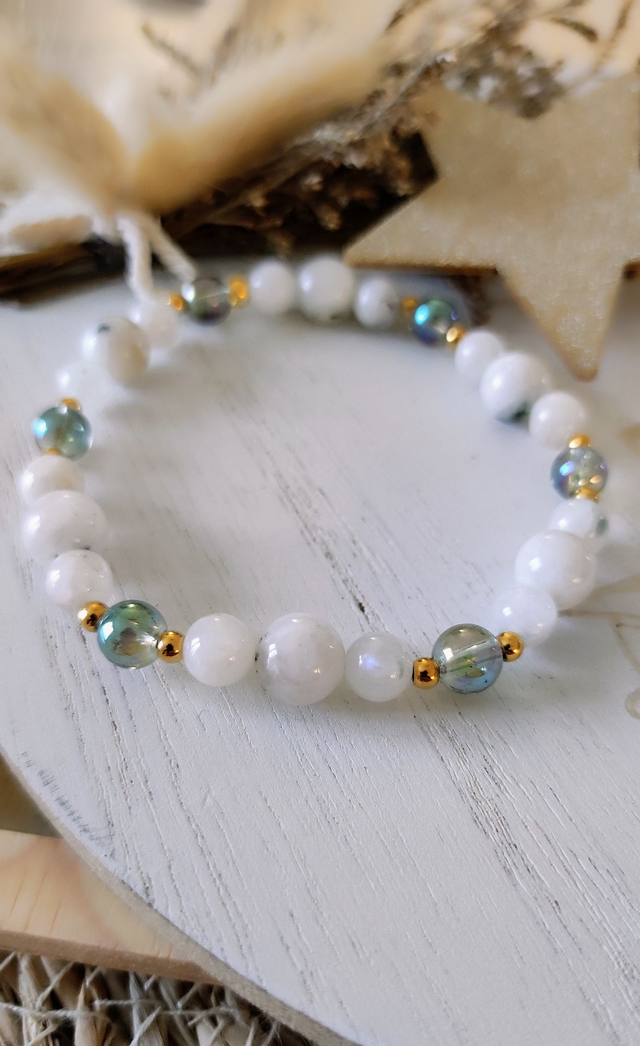 Bracelet "Pierre de Lumière et de Réconfort" Péristérite 