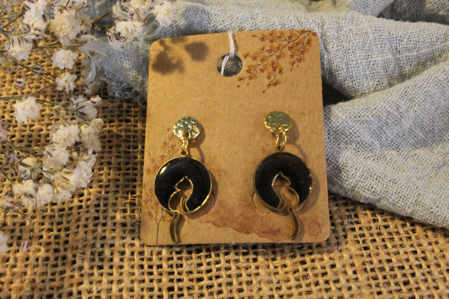 Boucles d'oreilles Chat nocturne - Couleur Or