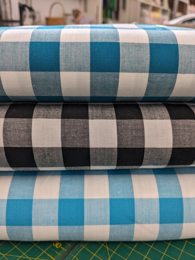 100% Cotton Yarn Dyed Gingham in Black, Teal &amp; Turquoise 