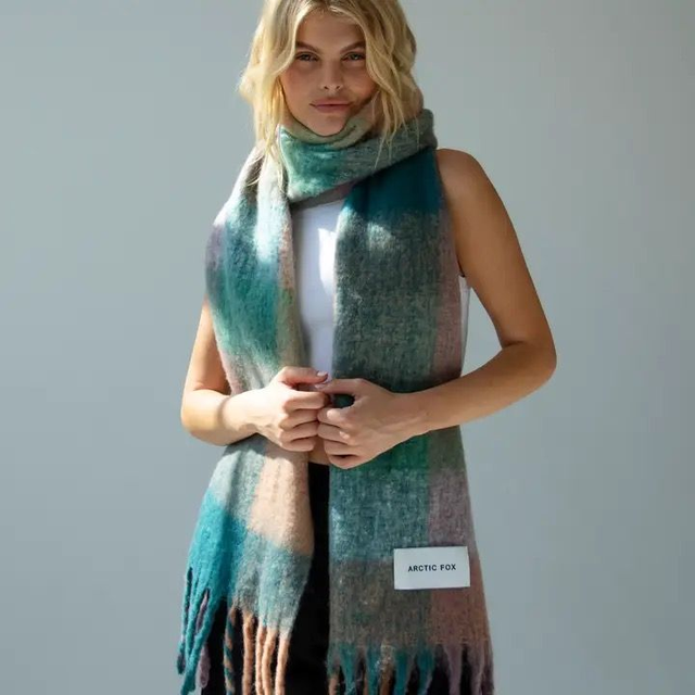 Arctic Fox 100% Recycled Scarf - Lilac Check