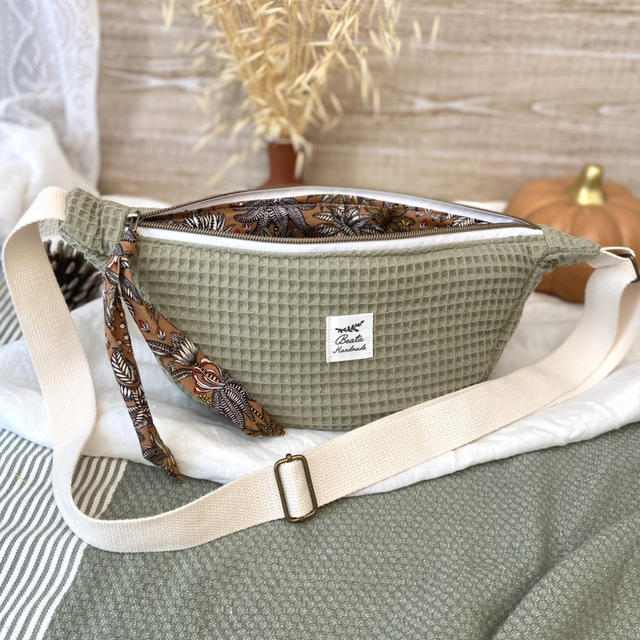 Sac demi-lune nid d’abeilles Vert sauge