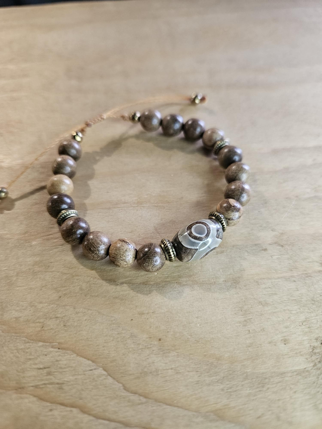 Bracelet femme bois et Agate d'Afrique "Jungle"