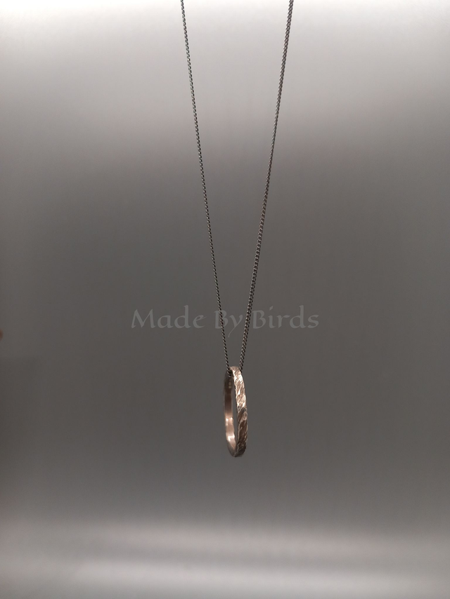 Darkened Sterling Silver Hammered Ring Necklace
