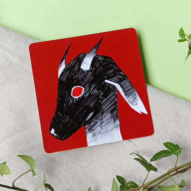 red goat - square print