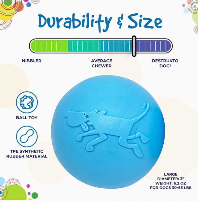 Jouet à mâcher et à récupérer en caoutchouc synthétique durable Wag Ball.