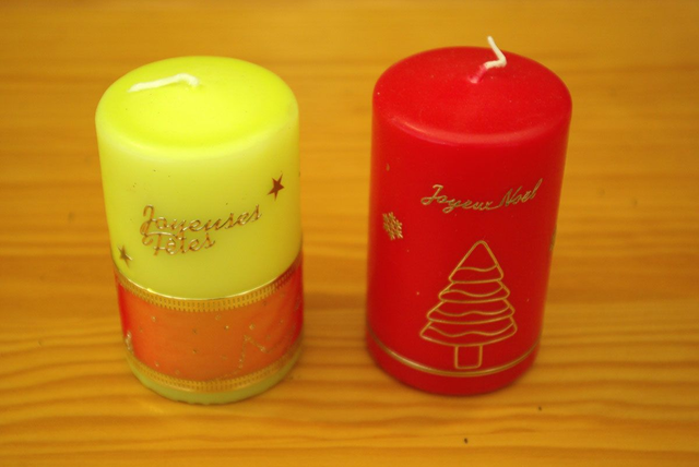 870.08-Bougie rouge ou verte diam. 6x10 cm