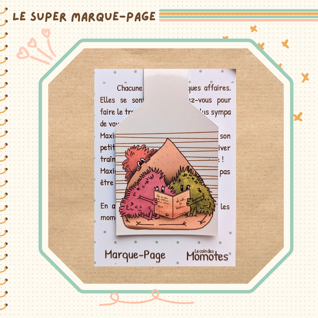 Le super marque-page famille de momotes autour d'une lecture