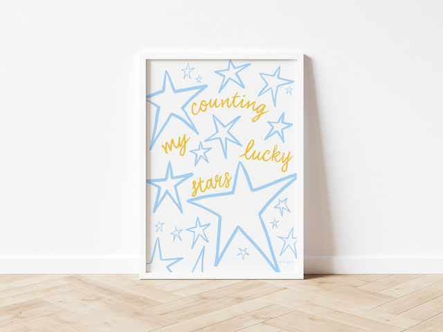 Counting My Lucky Stars Art Print - Positive Quote Wall Art