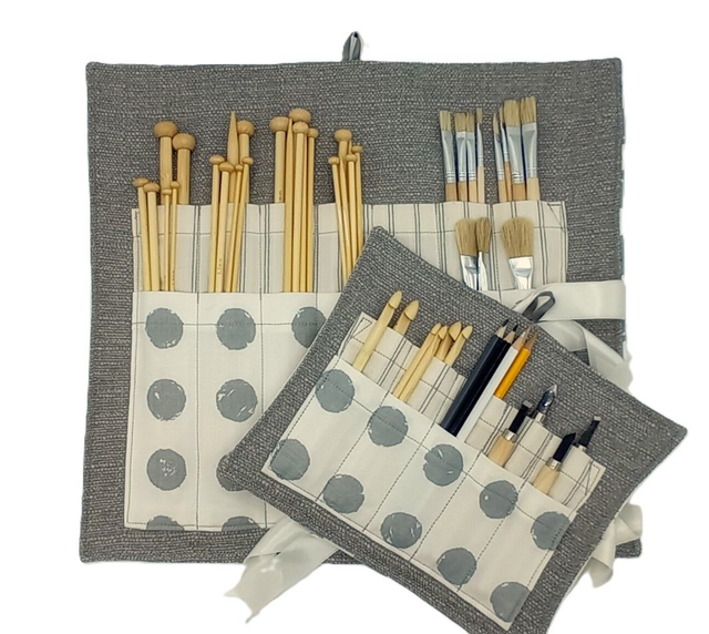 Storage Wrap Craft Tools Crochet Hooks Knitting Needles Pencil case Artist Paint Brush Roll