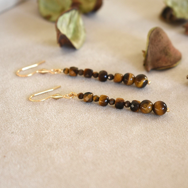 Boucles longues en oeil de tigre - Tige